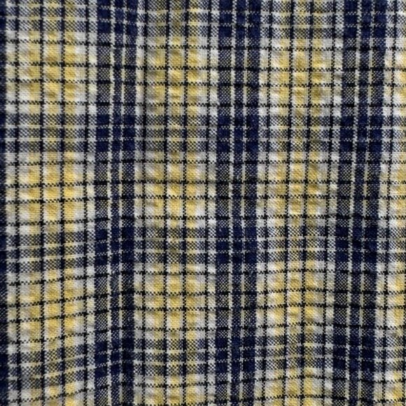 VTG LL Bean Textured Yellow Blue Plaid Long Sleeve Button Up Shirt Medium Cotton - Picture 15 of 15